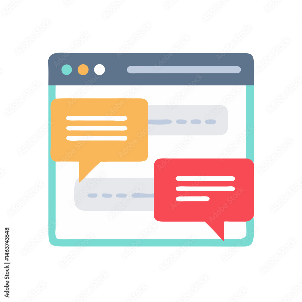Leinwandbilder webpage with chat bubbles icon representing digital communication and user interaction