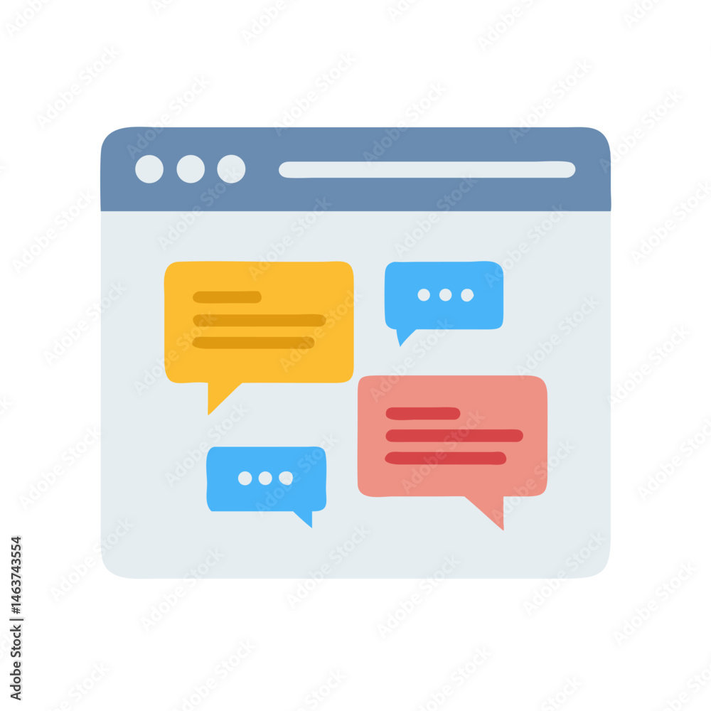 Poster Webpage with Chat Bubbles Icon Representing Digital Communication and User Interaction