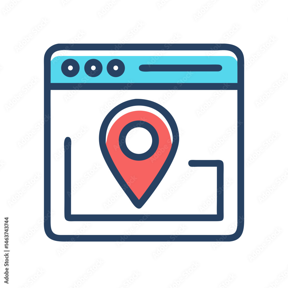 Leinwandbilder webpage with location pin icon representing local seo and geographic targeting