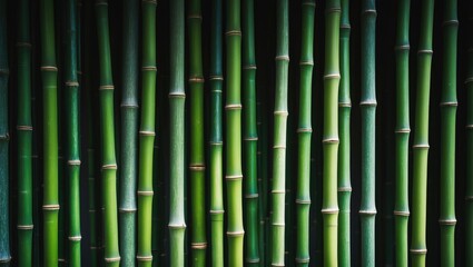 Fototapeta premium Green bamboo fencing as background