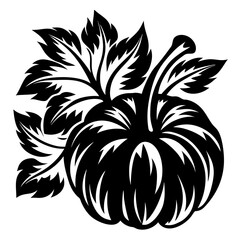 Artistic Black and White Representation of an Apple Surrounded by Leaves