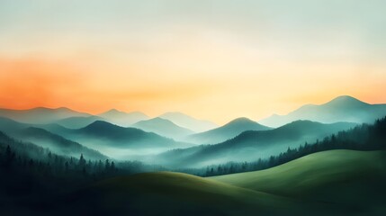 Obraz premium Serene countryside panorama with rolling hills and meadows