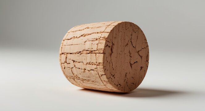 detailed view of a wine cork isolated on a white surface