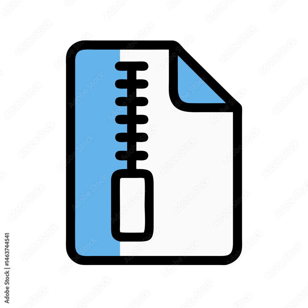 Poster Zippered Document Icon Representing Compressed File and Data Archiving