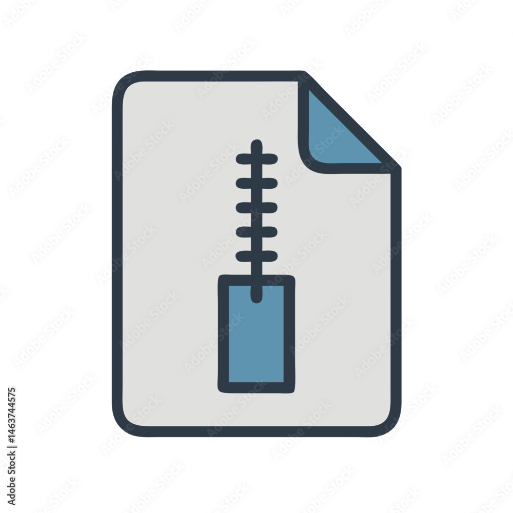 Poster Zippered Document Icon Representing Compressed File and Data Archiving