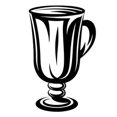 Stylized Black and White Illustration of a Glass of Irish Coffee