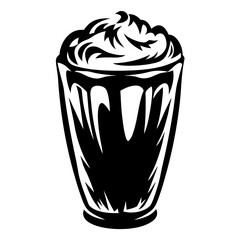 Stylish Monochrome Illustration of a Frappe or Iced Coffee Beverage