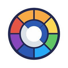 Circular Color Wheel Icon Representing Color Theory and Hue Relationships