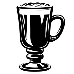 Elegant black and white coffee beverage in a decorative glass cup