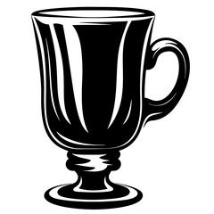 A beautifully designed black and white mug for warm beverages with a handle