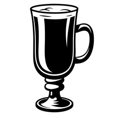 Elegant monochrome illustration of a stemmed mug with a beverage inside