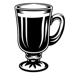 Monochrome vector illustration of a footed mug perfect for hot beverages