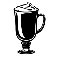 Detailed vector drawing of coffee mug with whipped cream topping design