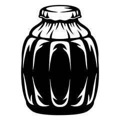 Abstract illustration of a jar or bottle in black and white style