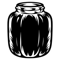 Monochrome vector illustration of a canning jar perfect for labeling artwork