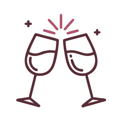 Fototapeta premium Clinking Wine Glasses Icon Representing Celebration and Toasting Ritual