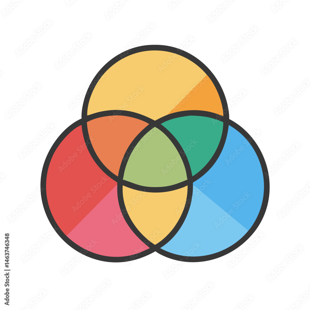 Poster Color Circle Overlap Icon Representing Color Harmony and Visual Balance