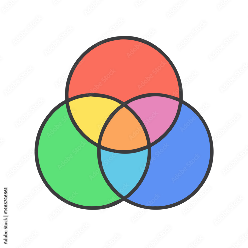Poster Color Circle Overlap Icon Representing Color Harmony and Visual Balance