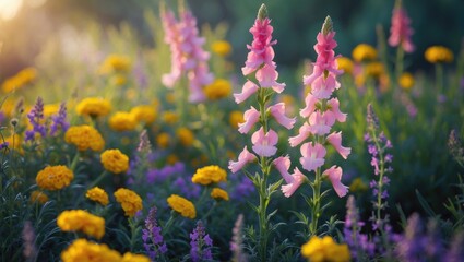 Obraz premium Colorful snapdragon blossoms with symbolic meanings in nature