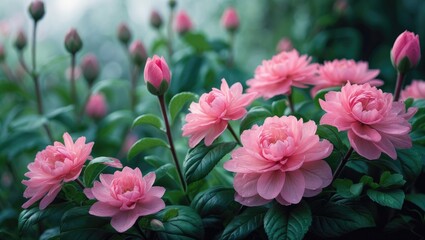 Pink-flowered plant thriving in the garden, showcasing floral elegance