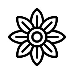 Floral Emblem Icon with Petal and Circle Motif Representing Decorative Nature-Inspired Design