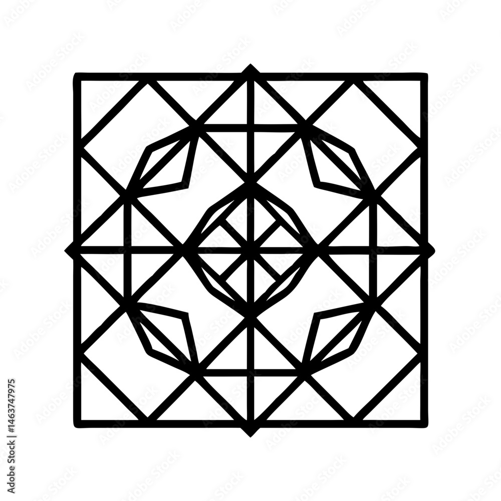 Poster geometric tile ornament icon with diamond pattern representing decorative surface design