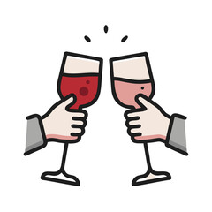 Hand Toasting with Wine Glass Icon Representing Wine Celebration and Social Cheers