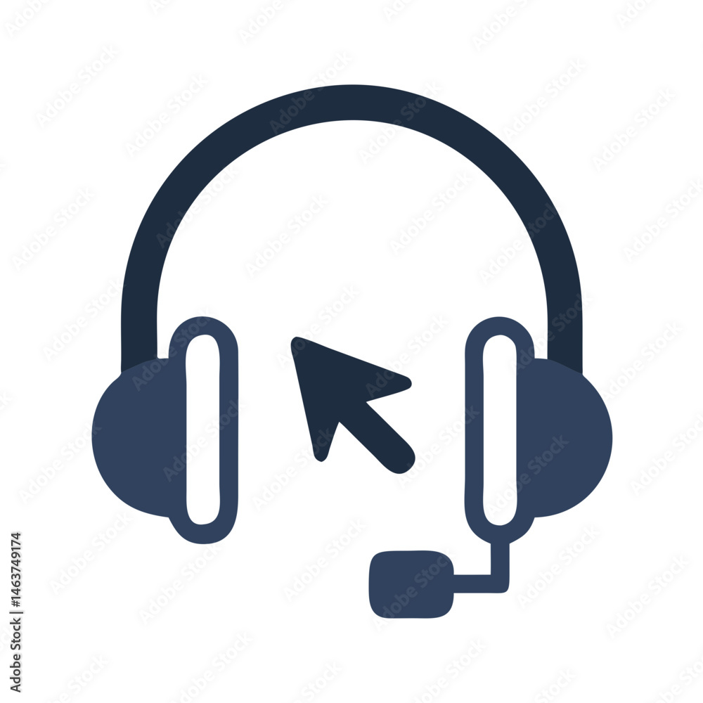 Aufkleber headphones with cursor icon representing audio interaction and voice control