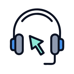Fototapeta premium Headphones with Cursor Icon Representing Audio Interaction and Voice Control