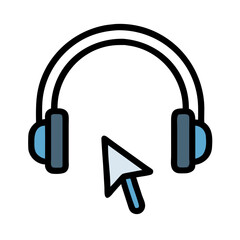 Fototapeta premium Headphones with Cursor Icon Representing Audio Interaction and Voice Control