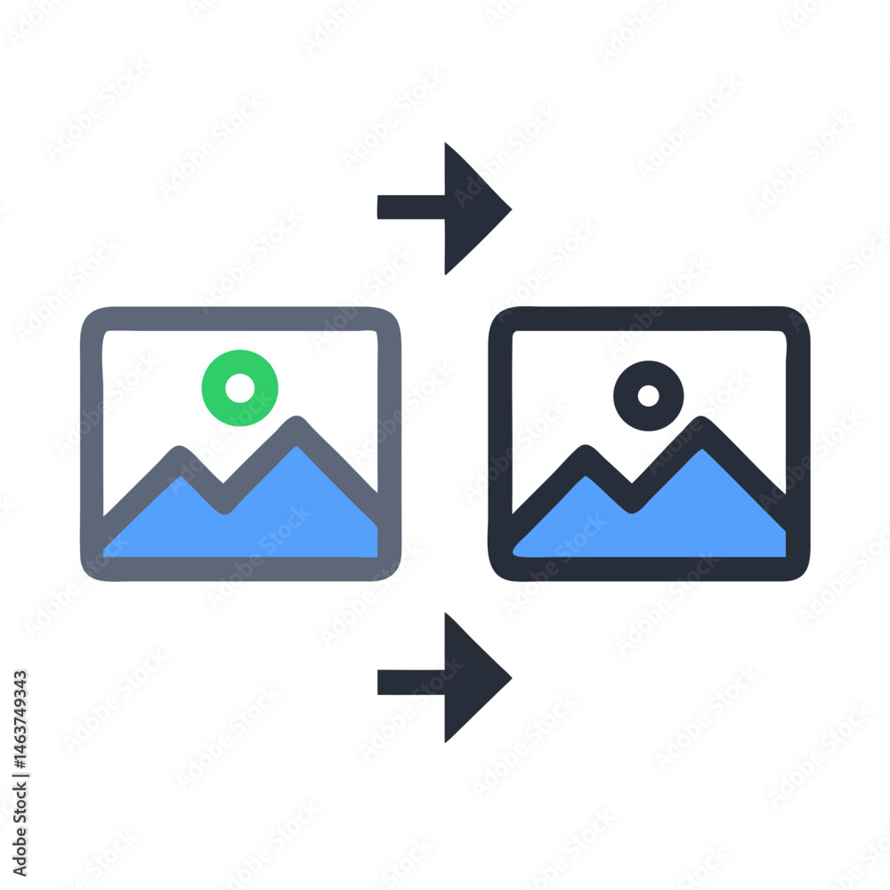 Fototapete image comparison tool icon representing before and after visual editing results