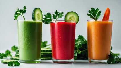 Fototapeta premium Fresh isolated vegetable juice on white surface