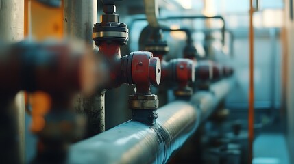 Industrial Pipeline with Valves and Connectors