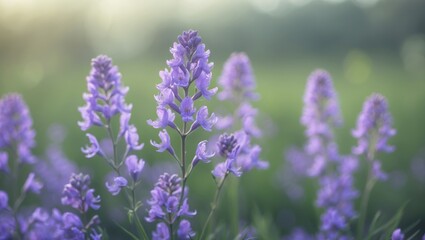 Fototapeta premium Close-Up of Scutellaria Blossom with Green and Blue Hues