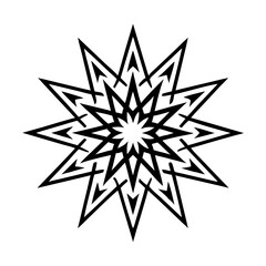 Sharp-Edged Mandala Icon with Starburst Structure Representing Geometric Spiritual Design
