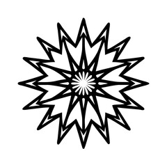 Sharp-Edged Mandala Icon with Starburst Structure Representing Geometric Spiritual Design