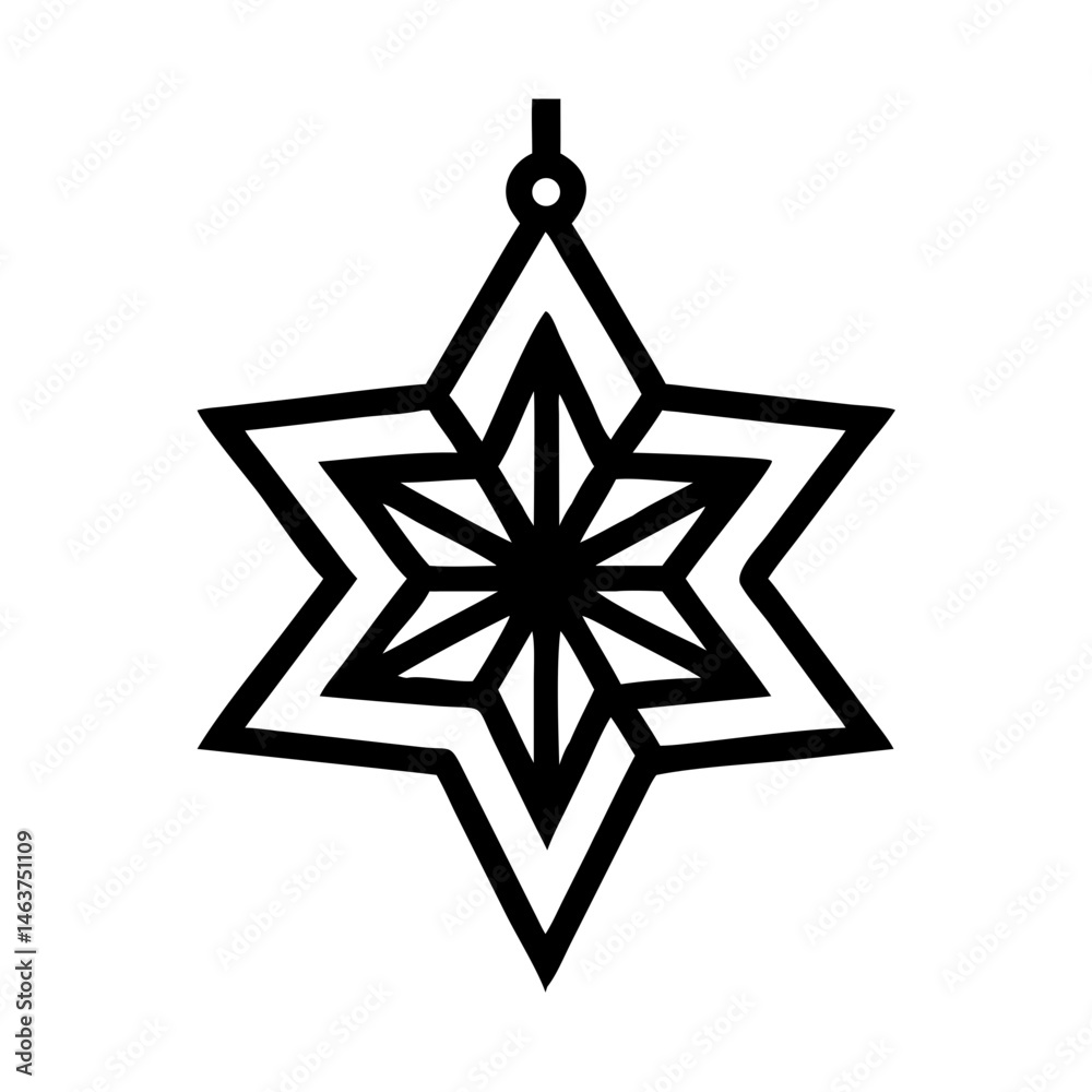 Poster symmetric star ornament icon with layered points representing decorative design