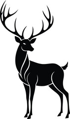  Beautiful Majestic Deer Silhouette Vector | Stag Antler Logo Design .