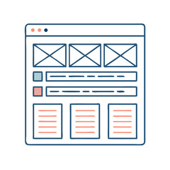 Web Layout with Wireframes Icon Representing UX Planning and Interface Design