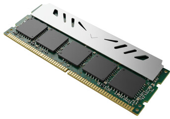 Isolated Silver and Gold Computer RAM Memory Stick for Performance Enhancement