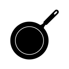 Black silhouette of a frying pan with a handle