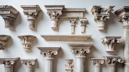 Obraz premium Array of individual antique architectural details formed from stones