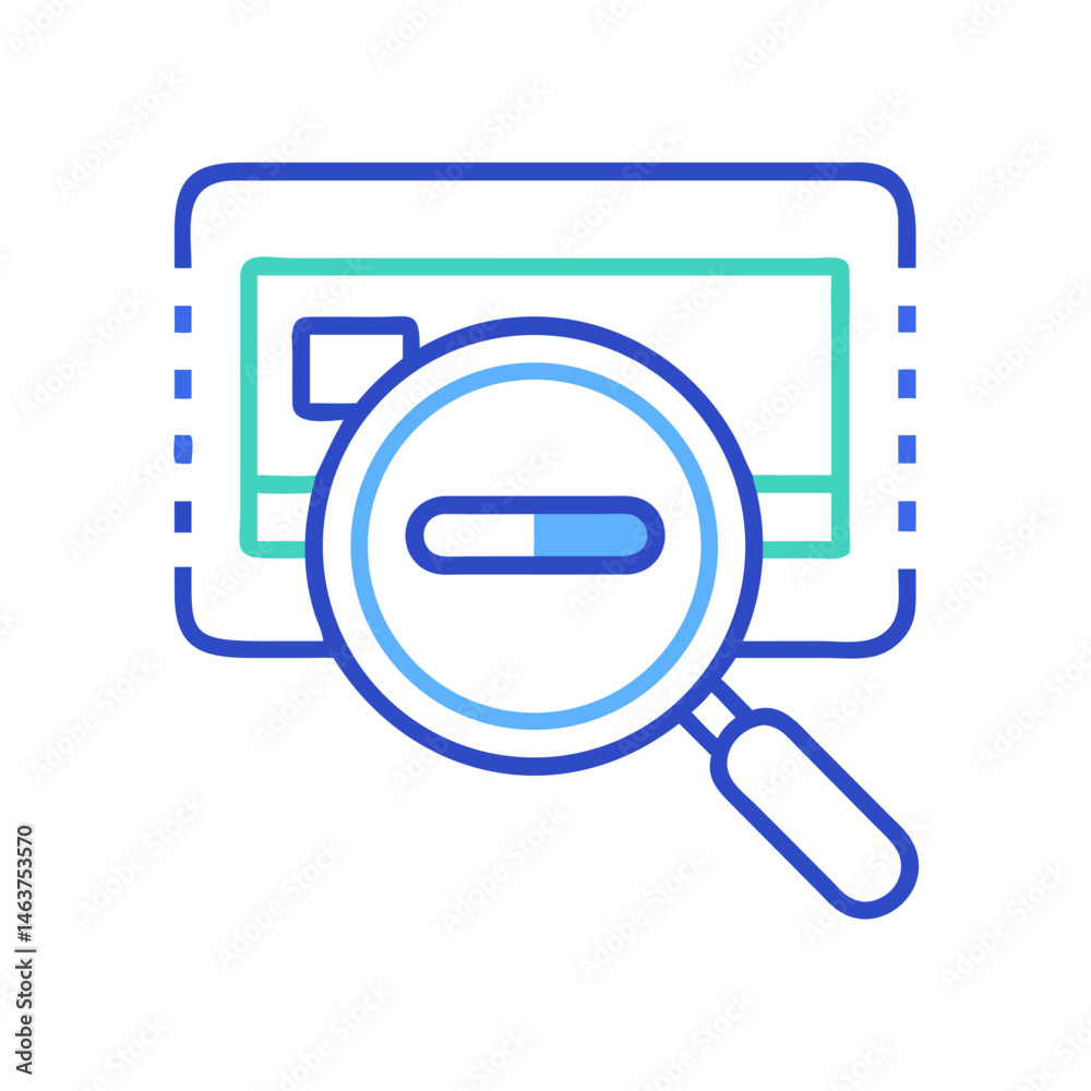 Poster zoom tool interface icon representing detail inspection and magnification