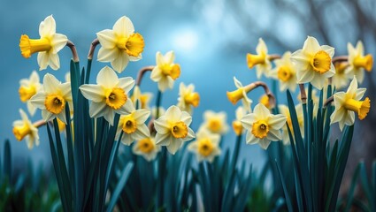 Fototapeta premium Springtime daffodils in a garden setting