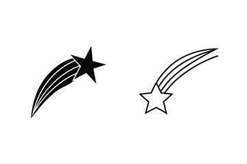 Black and white shooting star icons representing concepts of dreams and wishes