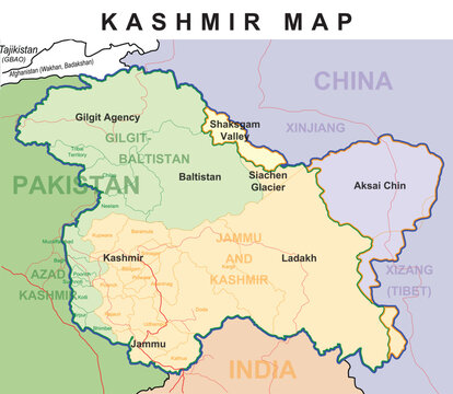 Kashmir Political Maps with Cities Name