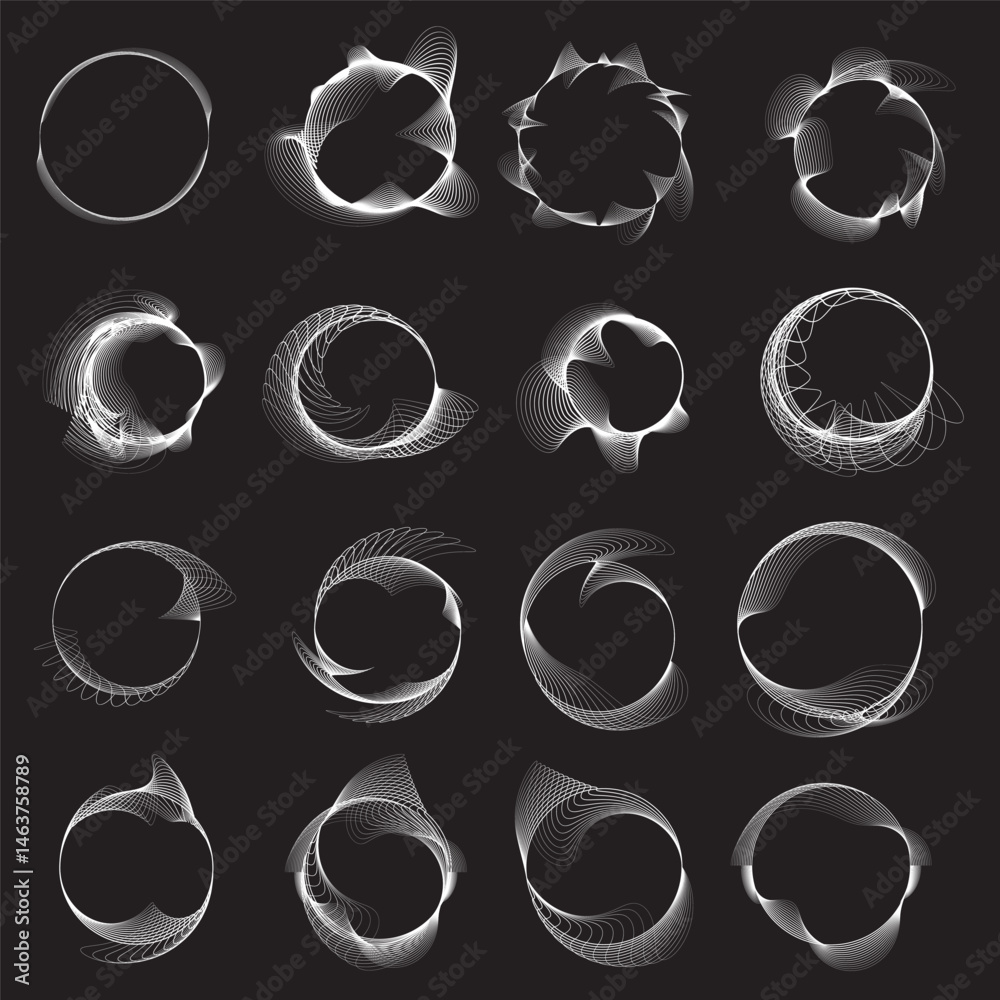 Fototapete lines in circle form . rotate rounded shape vector illustration .rotating circles form a ring.rotati