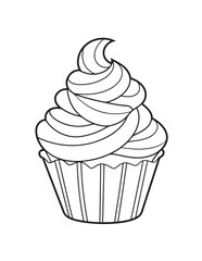 Cupcake Dessert Line Art Coloring Page