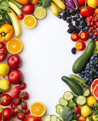 Colorful array of fresh fruits and vegetables (10)