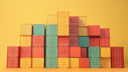 Fototapeta premium Colorful shipping containers stacked high